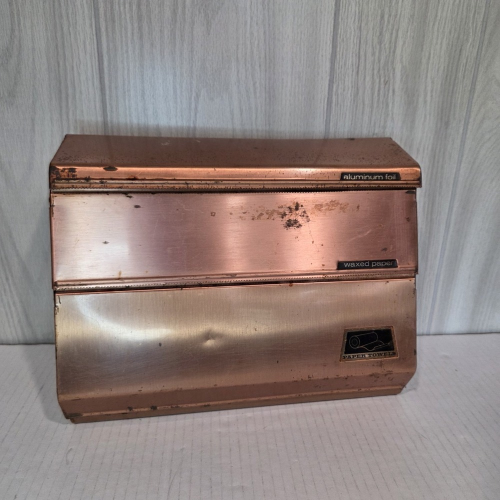 1970's Foil/Wax Paper/Towel Holder MCM COPPER/METAL Wall Mount Wrap Dispenser